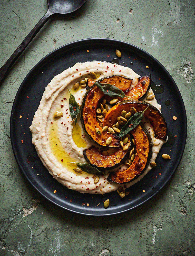 zucca arrosto con crema di cannellini